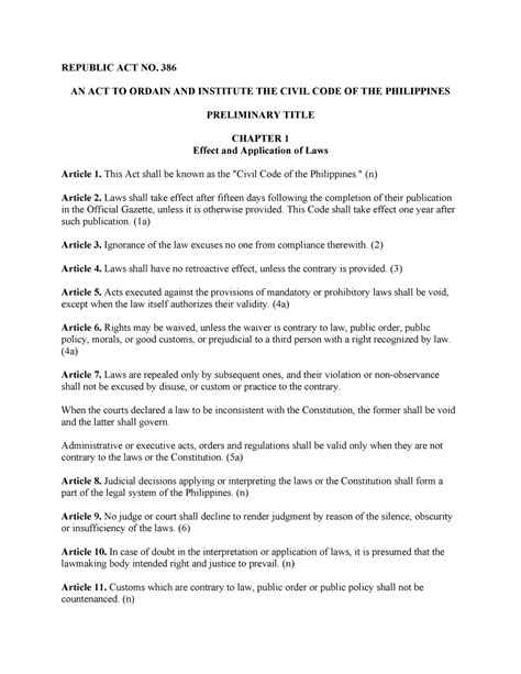ra 386 lawphil|Republic Act No. 386 .